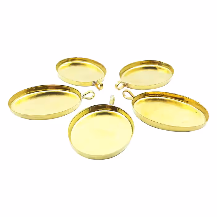 قالب رزین اپوکسی برنجی آبکاری شده طرح بیضی کفه‌دار بسته پنج عددی