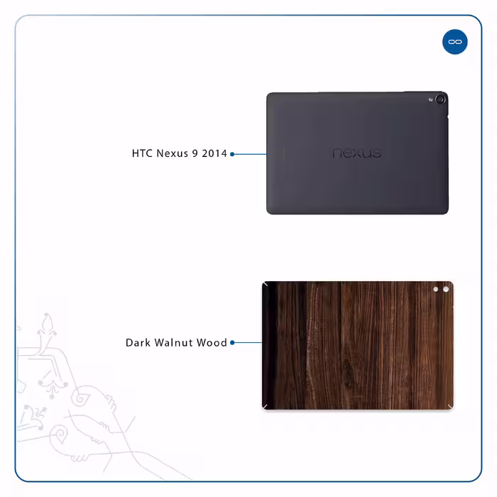 برچسب پوششی ماهوت مدل Dark Walnut Wood مناسب برای تبلت اچ تی سی Nexus 9 2014