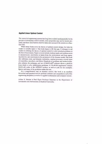 خرید و دانلود نسخه کامل کتاب Applied Linear Optimal Control:Examples and Algorithms