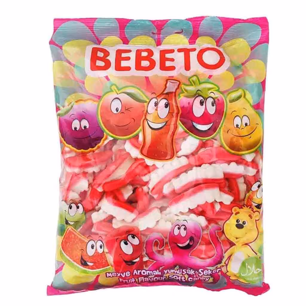 پاستیل مخلوط میوه ای ببتو Bebeto با طرح دندان 1000 گرم