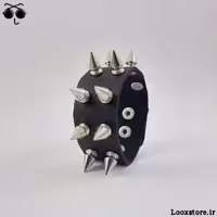 دستبند خفن با اسپایک مدل دار متوسط دو ردیف