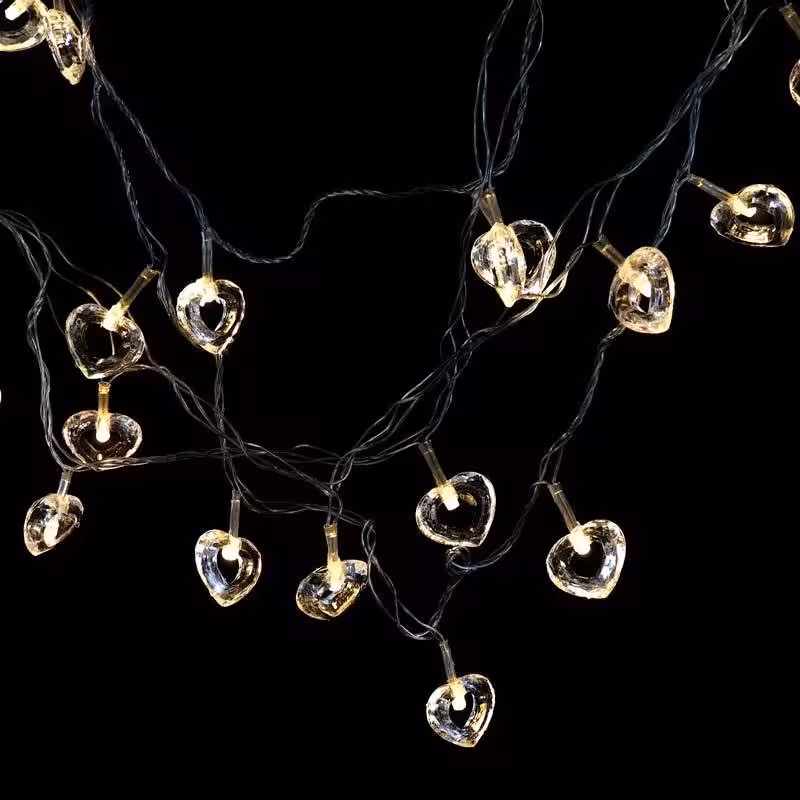 ریسه طرح قلب توخالی کریستالی آفتابی طول 4 متر