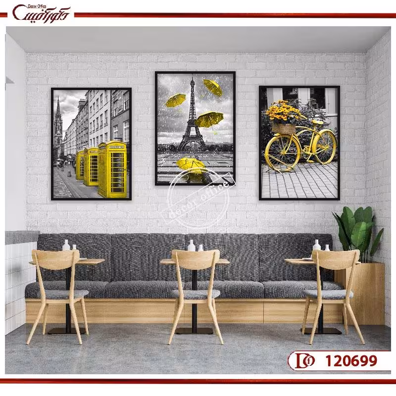 تابلوهای منظره شهری با ترکیب سیاه و زرد L120699