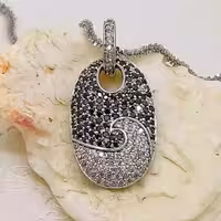 آویز نقره تایلندی با آبکاری طلا سفید