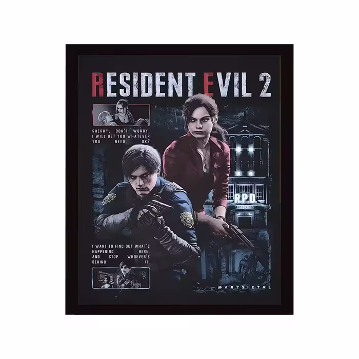 تابلو گیمینگ دکوراتیو 35x45 سانتی‌متر، طرح Resident Evil 2