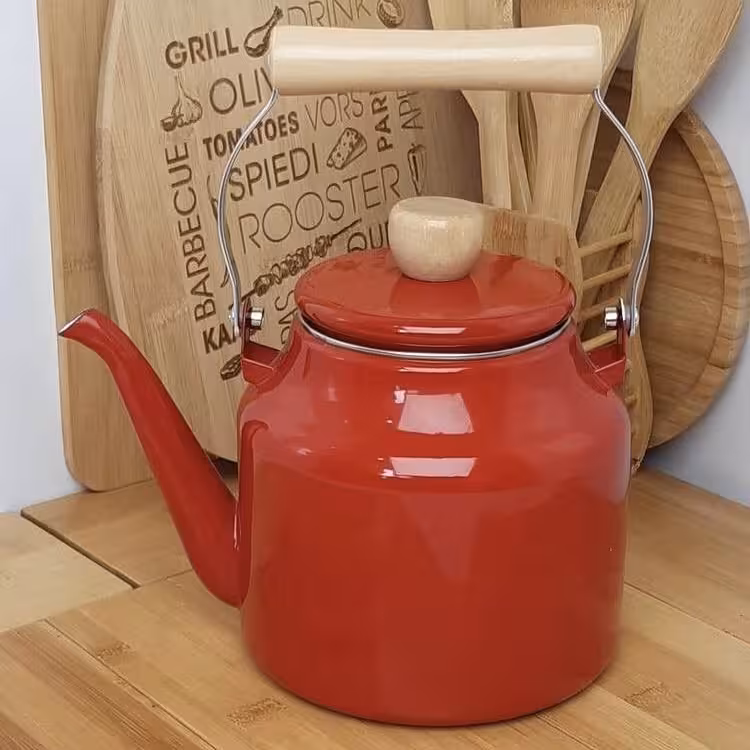 کتری لعابی 1.8 لیتری قرمز طرح ژاپنی