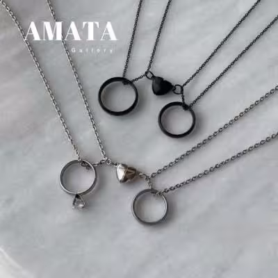 گردنبند ست رینگی استیل با حک دلخواه