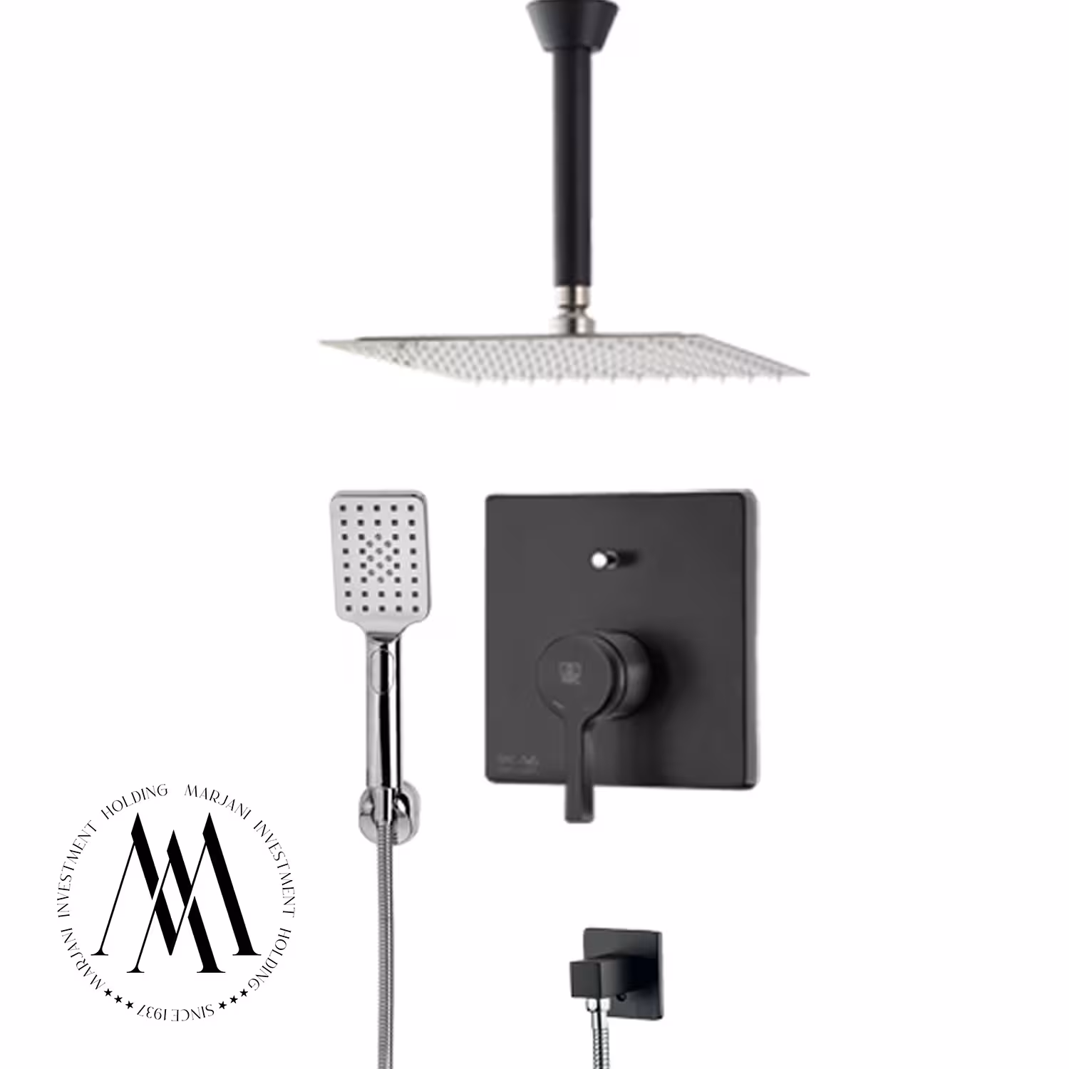 شیر حمام توکار kwc مدل آوا تیپ 3 (مشکی)  با سردوش تلفنی