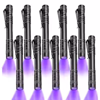 10 عدد چراغ قوه یو وی UV Black Light Flashlight Small Blacklight Flashlights uv