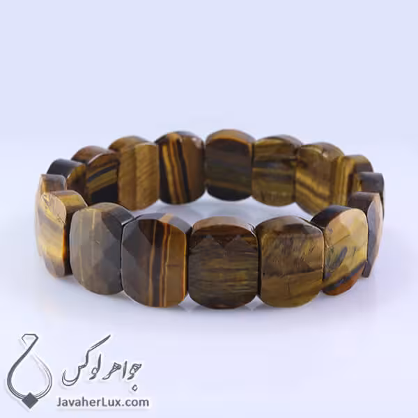 دستبند سنگ چشم ببر تراش فست _ کد : 400194