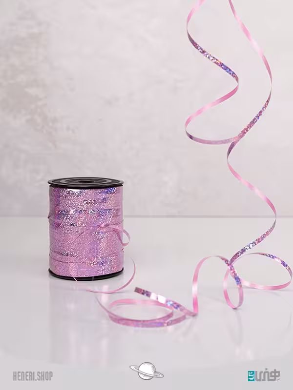 ربان اکلیلی متالایز یاسی Lilac metallic wreath ribbon