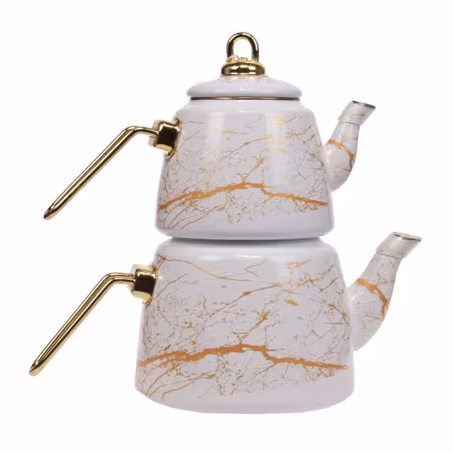 ست کتری و قوری سفید طلایی کاراجا مدل 4PCS