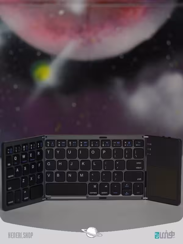 کیبورد بلوتوثی تاشو همراه با صفحه لمسی Mini BT Wireless Keyboard with Touchpad Mous Foldable Bluetooth Keyboard