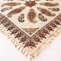 رومیزی قلمکار مربعی 120 سانتی طرح ترنج و بته جقه