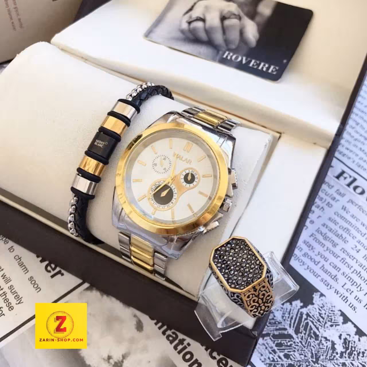 ست لوکس ساعت دستبند انگشتر مردانه 650720820
