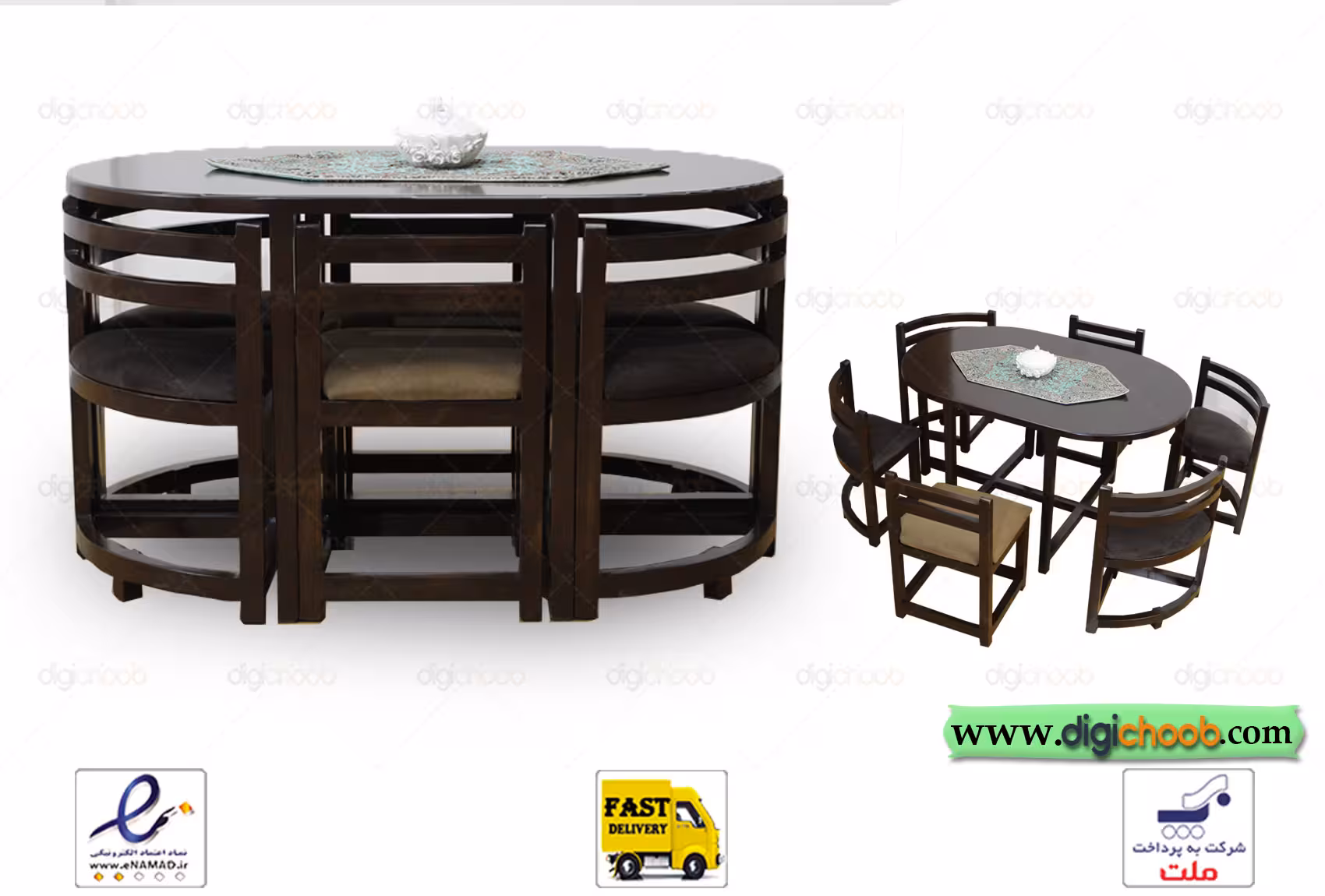 میز ناهار خوری بیضی مدل کم جا