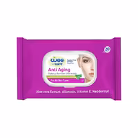 دستمال مرطوب پاک‌کننده آرایش پاکتی درب‌دار ضدپیری 20 برگی وی‌کر Wee Care