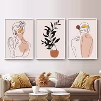 تابلو هنری دست ساز سه تکه با سبک مینیمال، ابعاد 150x70 سانتی متر، کد 622
