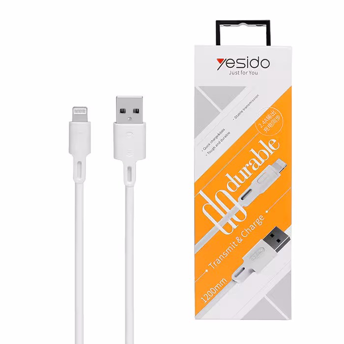 کابل USB به لایتنینگ یسیدو YESIDO CA19 طول 1.2 متر 2.4 آمپر