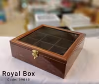 جعبه تی بگ(تی باکس)چوبی 7خانه مربع قهوه ای 210011 Royal Box