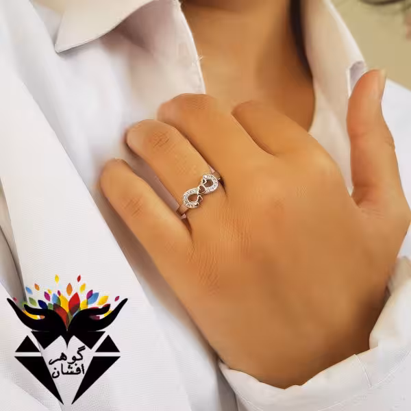 انگشتر نقره طرح بی نهایت و قلب R3268