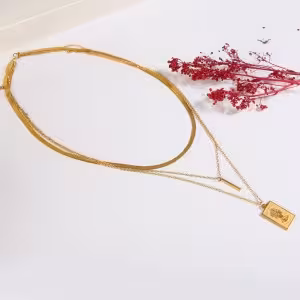 گردنبند زنانه طرح طلا مدل سه زنجیر