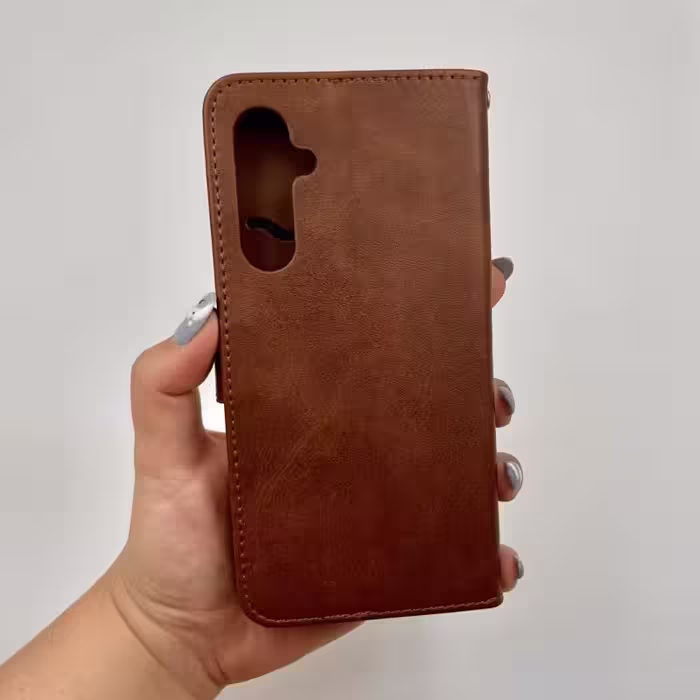 کیف گوشی Galaxy A54 5G سامسونگ چرمی مدل جاکارتی مگنت دار قهوه ای کد 79682