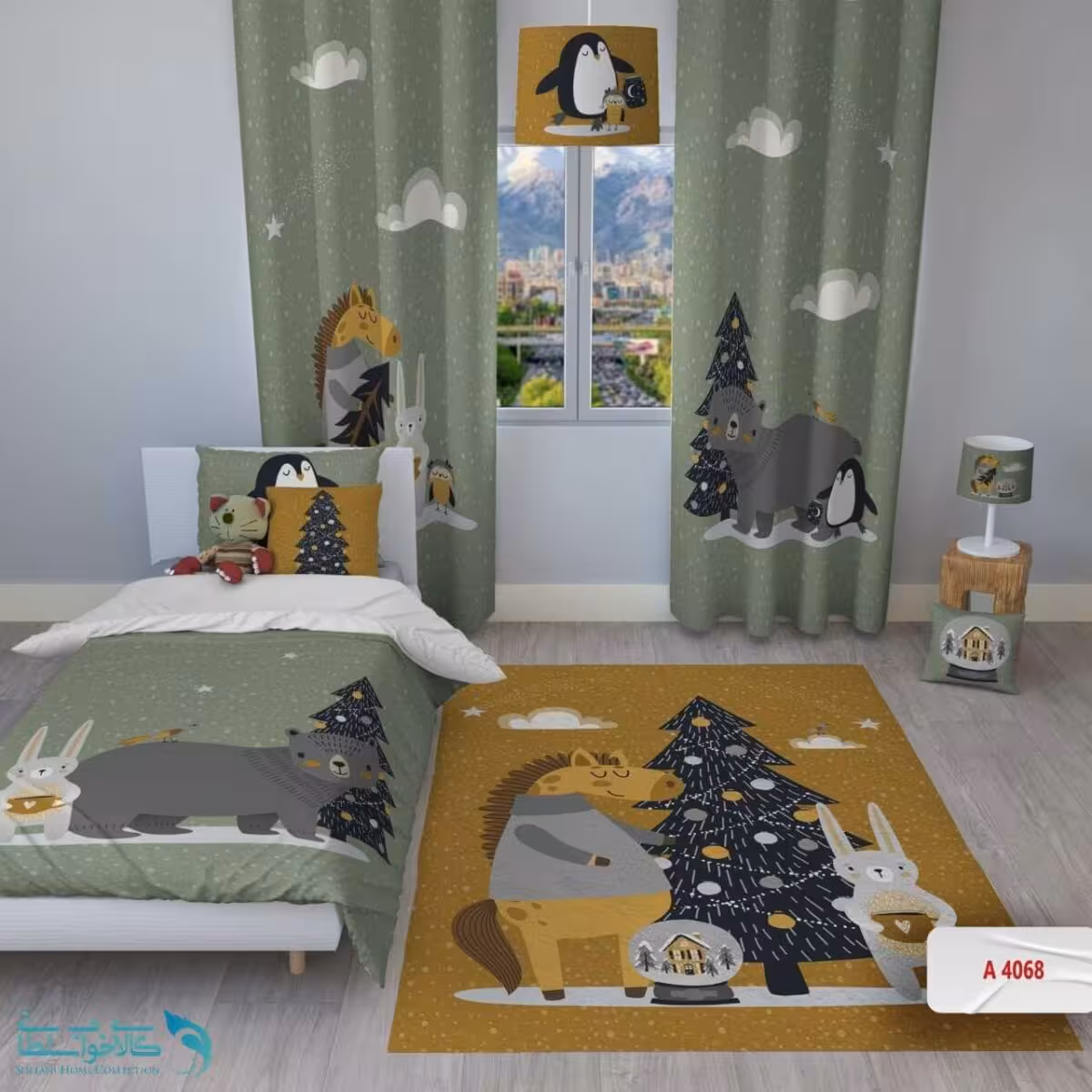 روتختی اتاق کودک طرح کریسمس حیوانات سایز یکنفره کد A4068