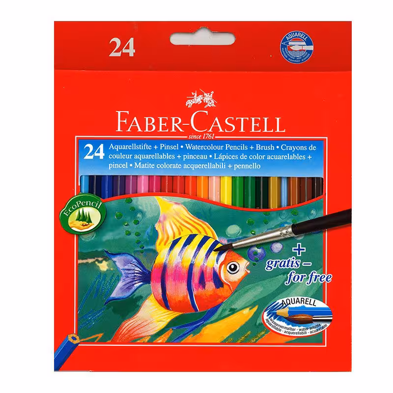 مداد رنگی آبرنگي 24 رنگ مقوايي طرح ماهی فابركاستل