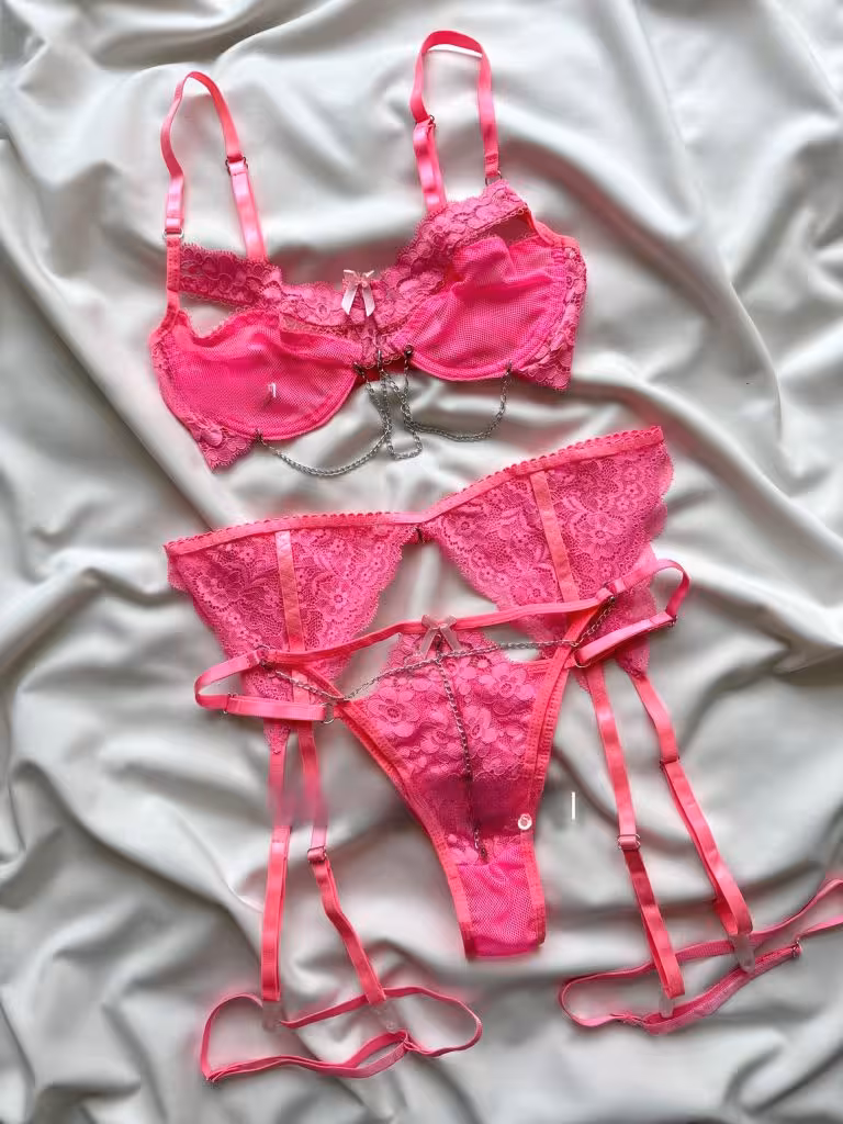 ست لباس زیر زنانه زنبوری صورتی دانلا