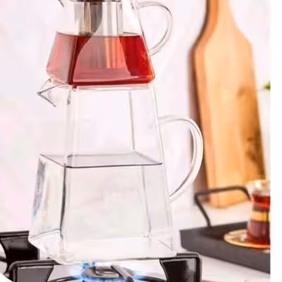 کتری قوری پیرکس کتری قوری وارداتی کف مربع کوچک