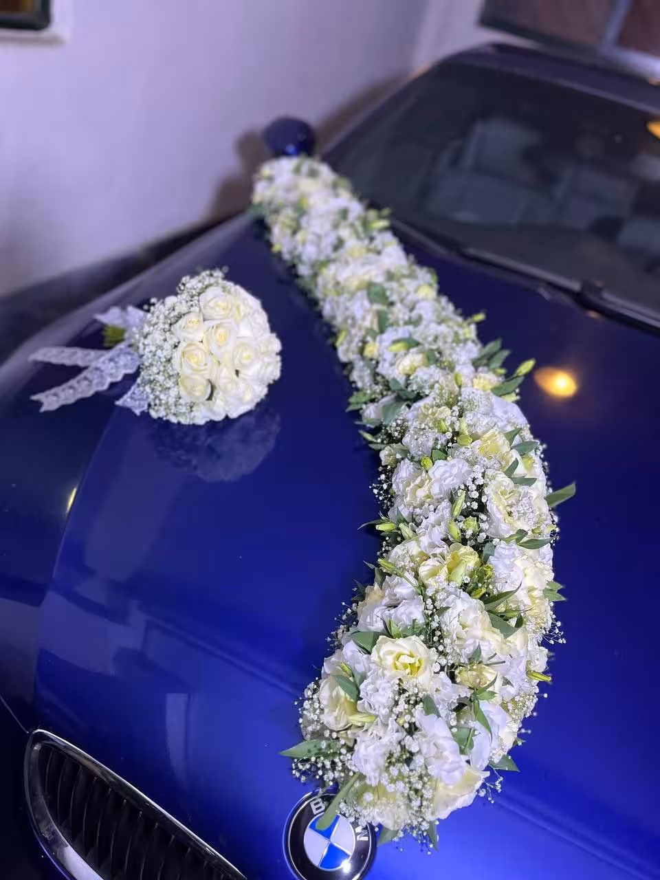 ماشین عروس مدل خطی پر گل