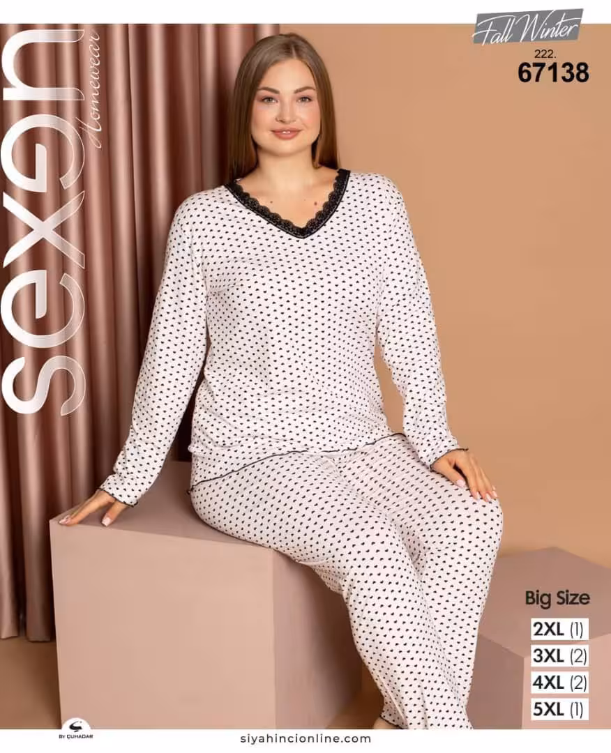 ست بلوز و شلوار راحتی زنانه سایز بزرگ ترک 67138