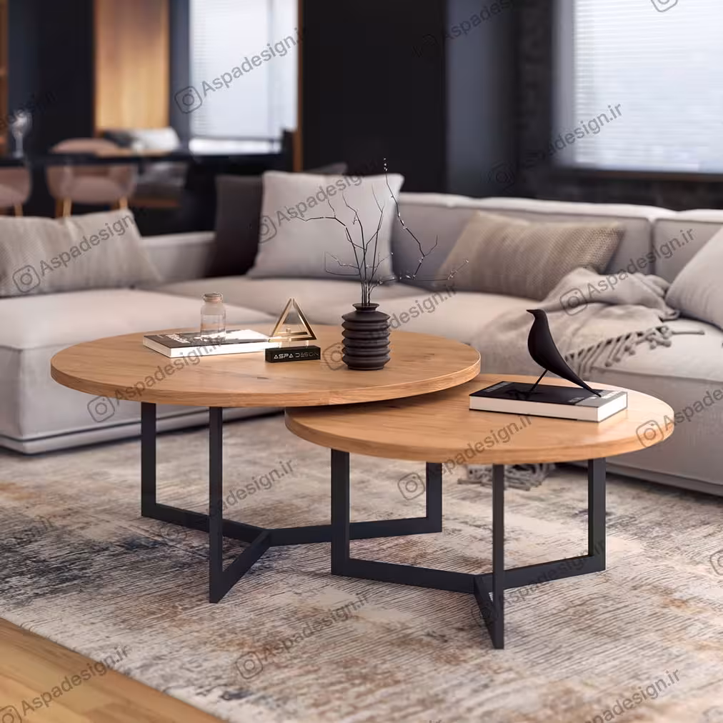 میز جلومبلی آسپا دیزاین مدل B-102 مجموعه 2 عددی (پس کرایه)