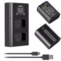 شارژر و باتری دوربین NP-FW50 نمایشگر شارژ مدل Neewer Dual Battery Charger NP-FW50 Batteries Kit (1100mAh)