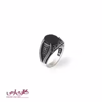 انگشتر نقره مردانه نگین مشکی ES_7451