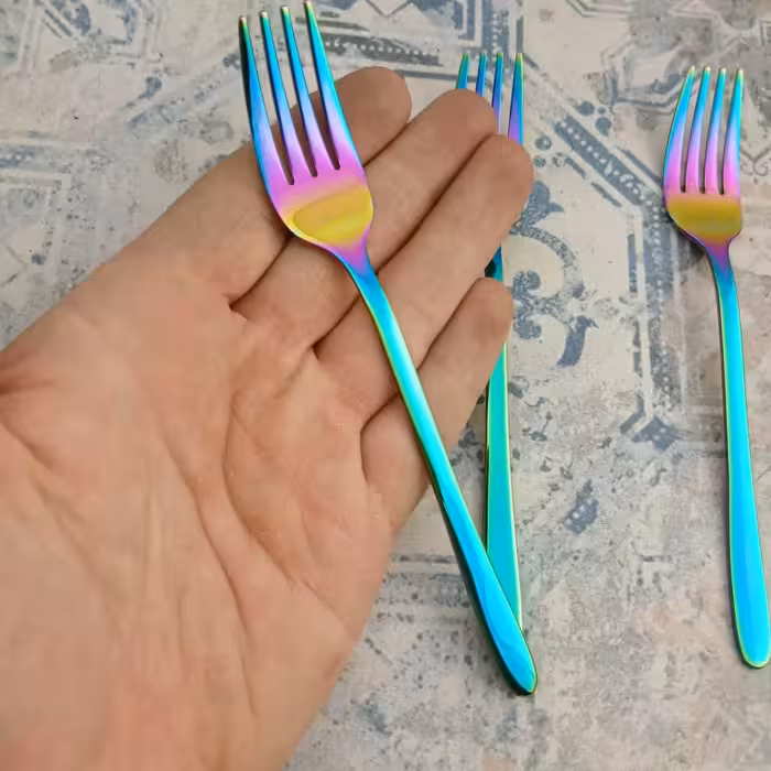 چنگال میوه 3 پارچه مدل دونا هفت رنگ بسته 3 عددی