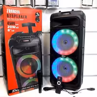 اسپیکر بلوتوثی 16 اینچ با دستگیره قابل حمل مدل ZQS 8211 با کیفیت صدای عالی و رقص نورهای جذاب 