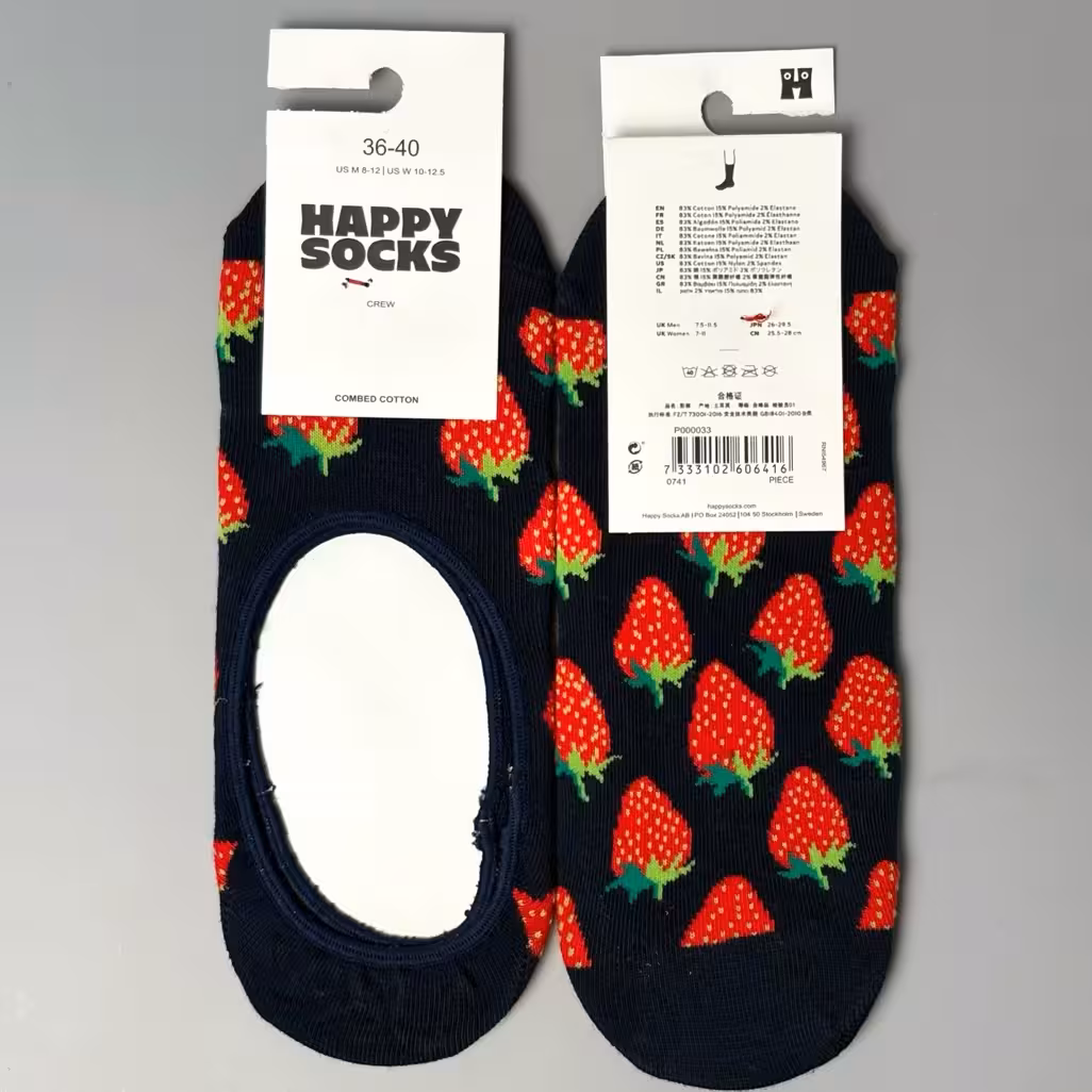 جوراب ساق کوتاه مچی زیر قوزکی هپی ساکس طرح توت فرنگی