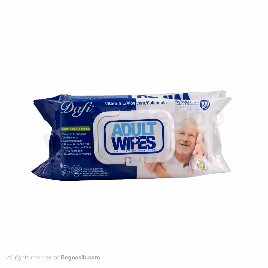 دستمال مرطوب دست، صورت و بدن بزرگسالان دافی 100 عددی