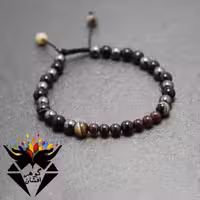 دستبند یاقوت گارنت و حدید و عقیق باباقوری کد D_1270