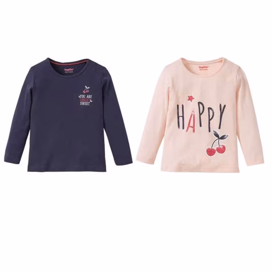 تیشرت آستین بلند لوپیلو دخترانه مجموعه دو عددی سایز 4 تا 6 سال