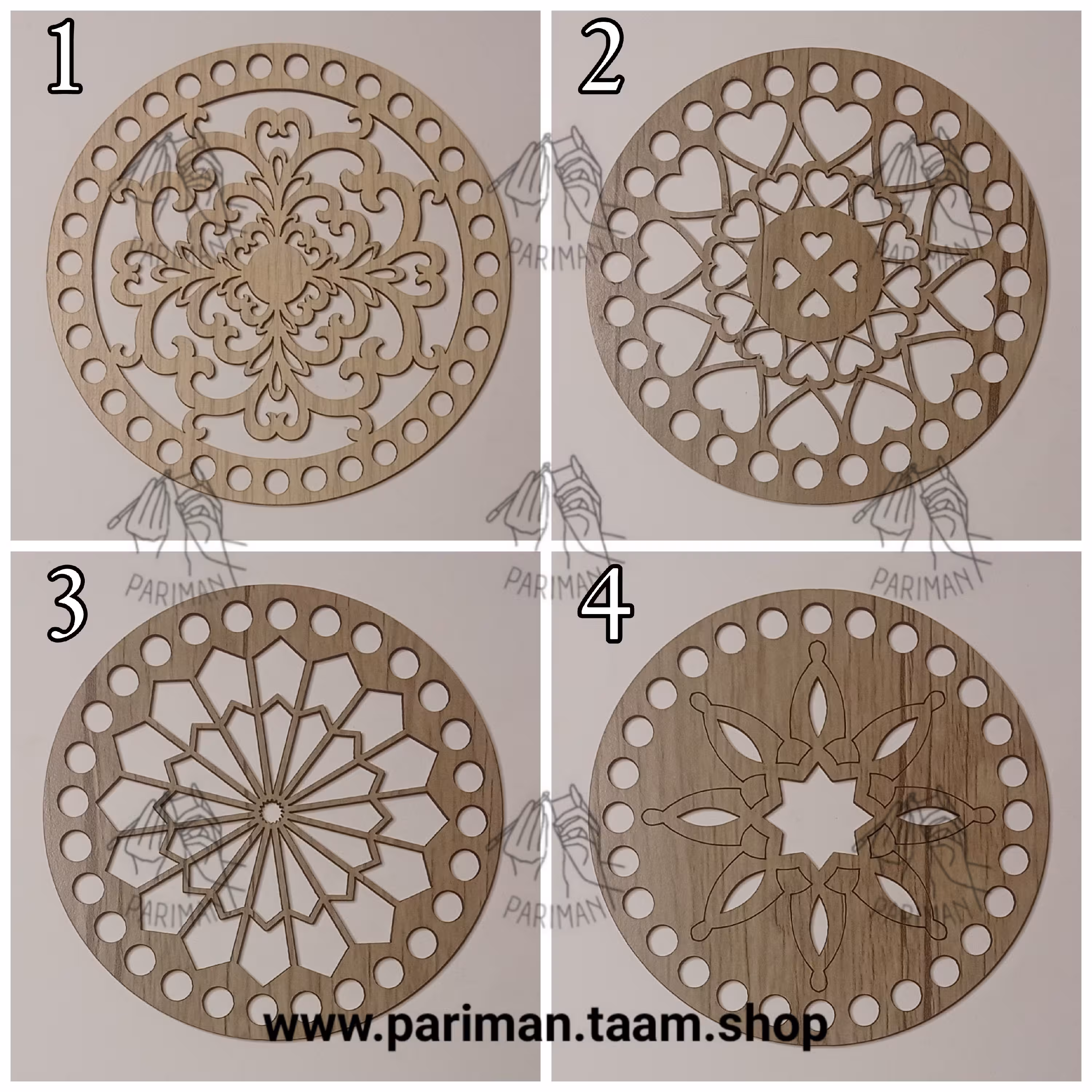 کفی چوبی دایره 15سانت طرح دار