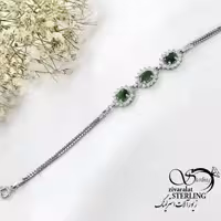 دستبند نقره سنگ زمرد سه تایی عیار925 کد 20386