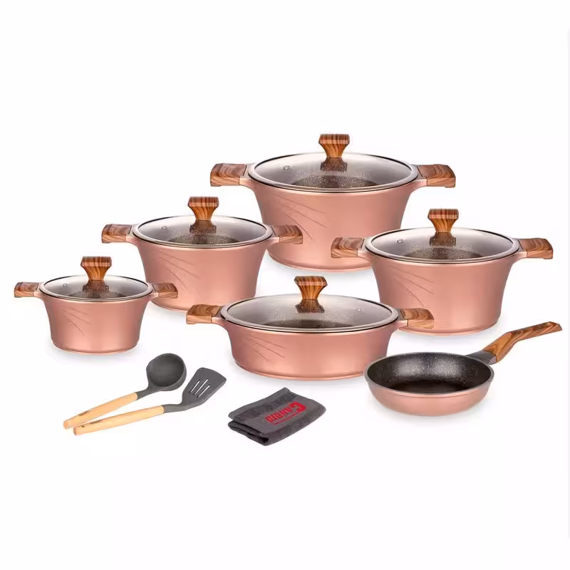 سرویس قابلمه 14 پارچه کاندید مدل سزار (تیتانیومی) رزگلد