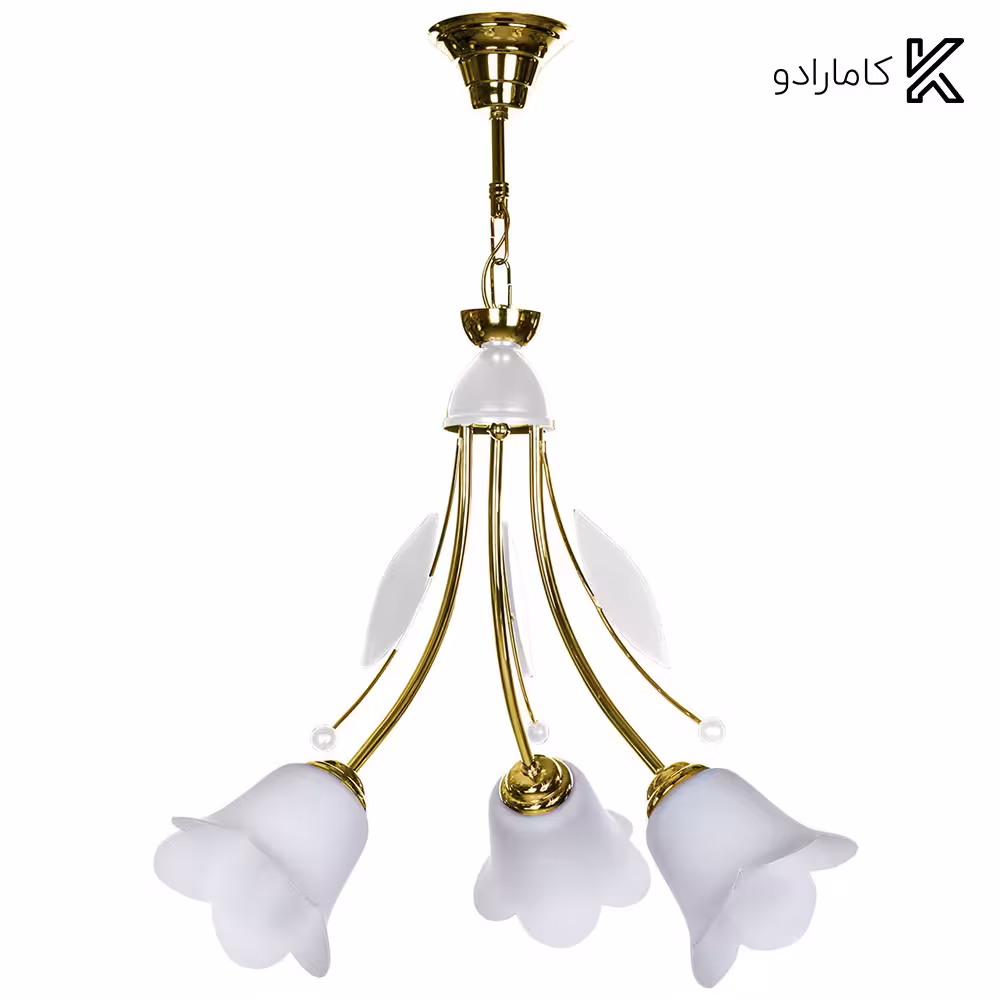 لوستر چوب و استیل 3 شعله چشمه نور 2540-3WT