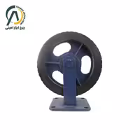 چرخ پاترولی آهنی لاستیکی آجدار ثابت قطر 300 میلی متر