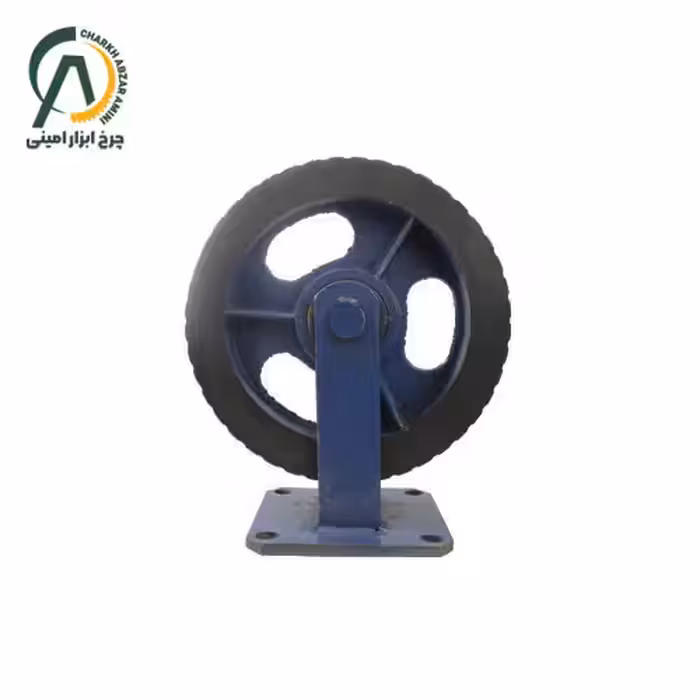 چرخ پاترولی آهنی لاستیکی آجدار ثابت قطر 300 میلی متر