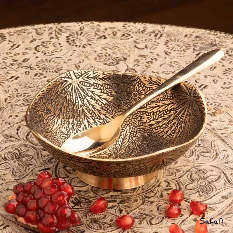ست انار خوری برنجی طلایی یلدا کد 14