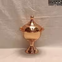 شکلات خوری مسی چکشی تک پایه خمره ای در دار مدل دلبر